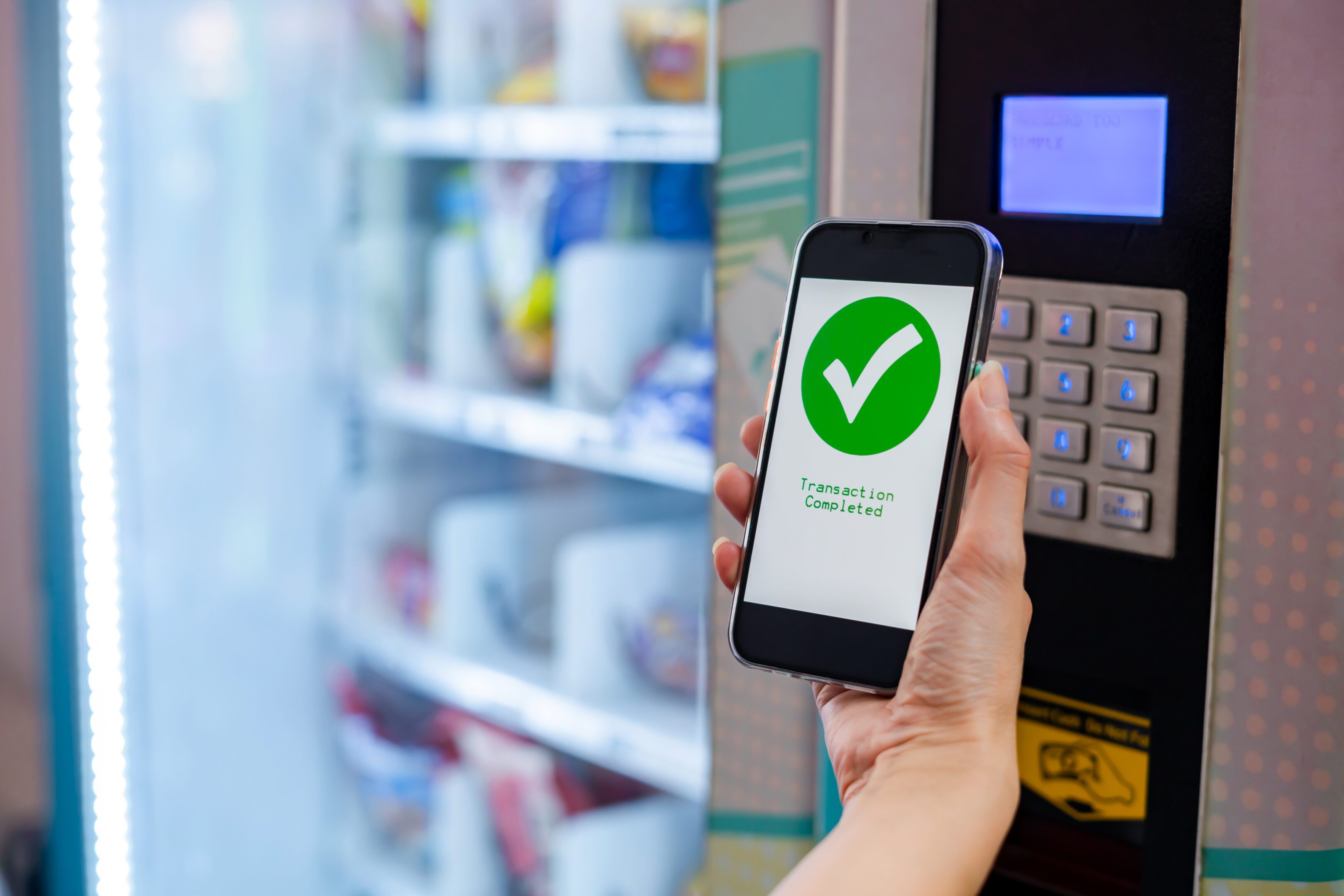 Mobile payment successful at vending machine.