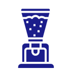 Blue blender icon on black background.